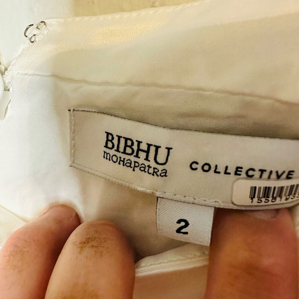 Bibhu Mohapatra Collective White Chiffon Sleeveless Square Neckline Maxi Size 2 - Picture 8 of 11